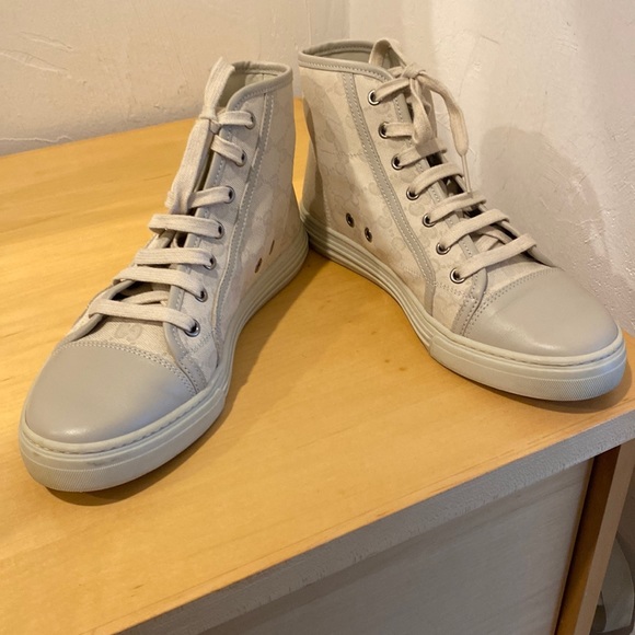 Authentic Gucci GG Canvas & Leather high top sneaker - Picture 1 of 4